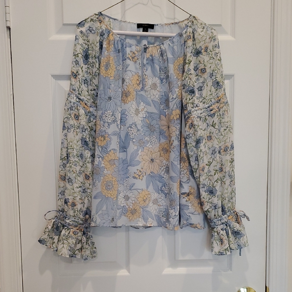 J Crew Floral Blue Women's Top